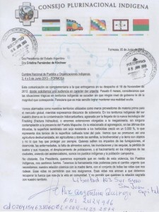 Documento presentado a CFK